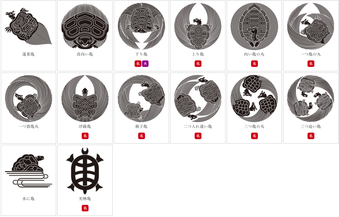 亀】亀紋一覧（かめ）：家紋のいろは