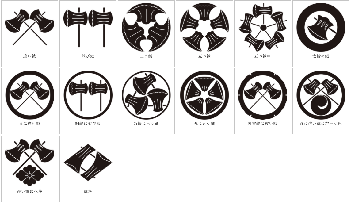 鉞】鉞紋一覧（まさかり）：家紋のいろは