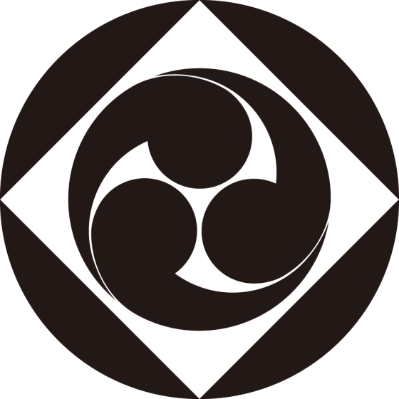 石持ち地抜き角に左三つ巴紋
