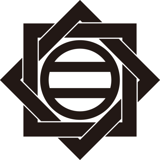 組み合い角に丸に二つ引き紋
