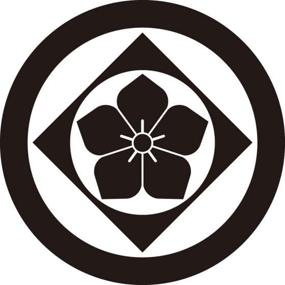 丸に鉄砲角に桔梗紋