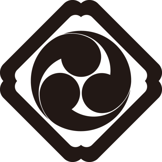 隅入り角に三つ巴紋