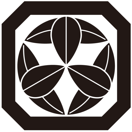 隅切り平角に九枚笹紋（すみきりひらかくにきゅうまいざさ