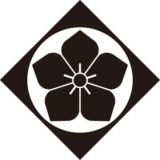 鉄砲角に桔梗紋