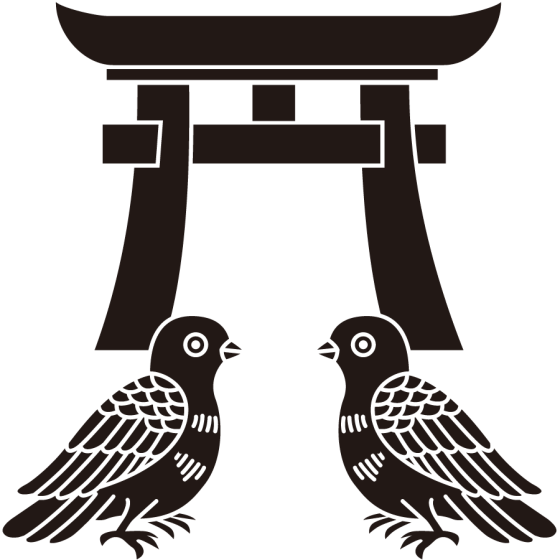 鳥居に対い鳩紋