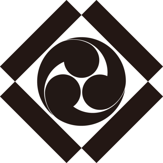 寄せ角に左三つ巴紋