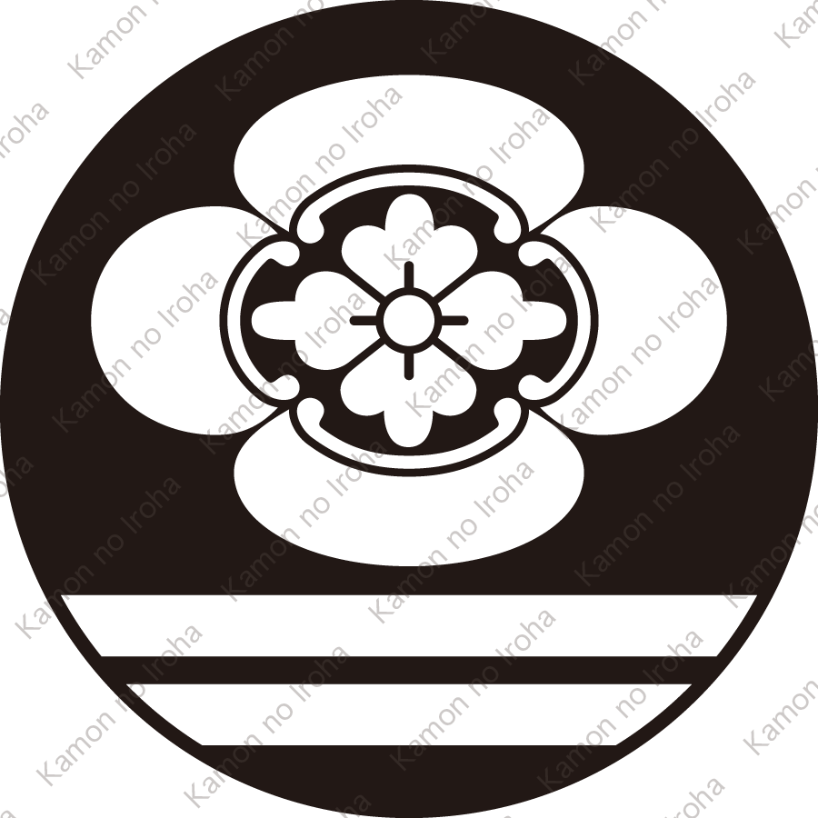 石持ち地抜き木瓜に二つ引き紋