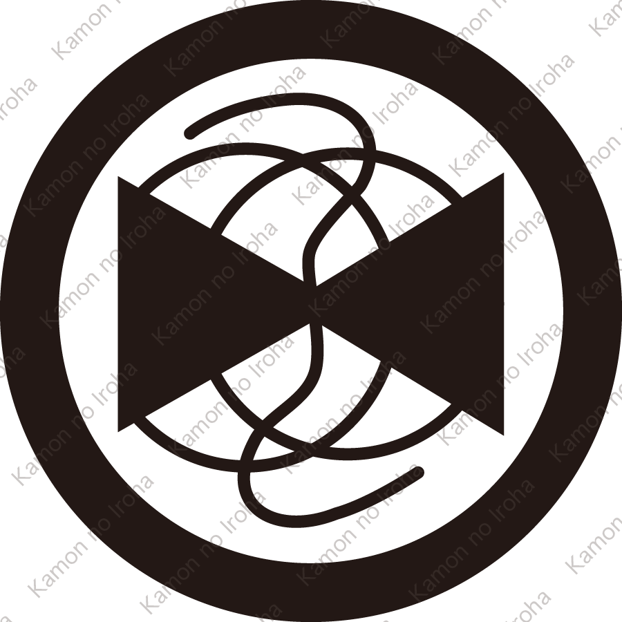 丸に紐付き横輪鼓紋