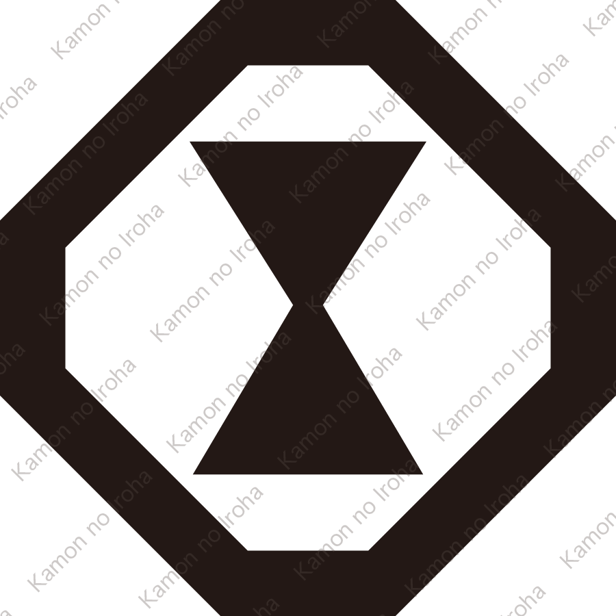 隅切り角に輪鼓紋