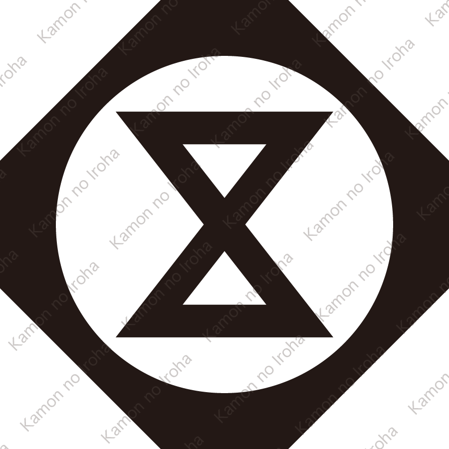 隅切り鉄砲角に中陰輪鼓紋