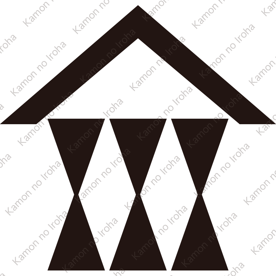 山形に三つ並び輪鼓紋